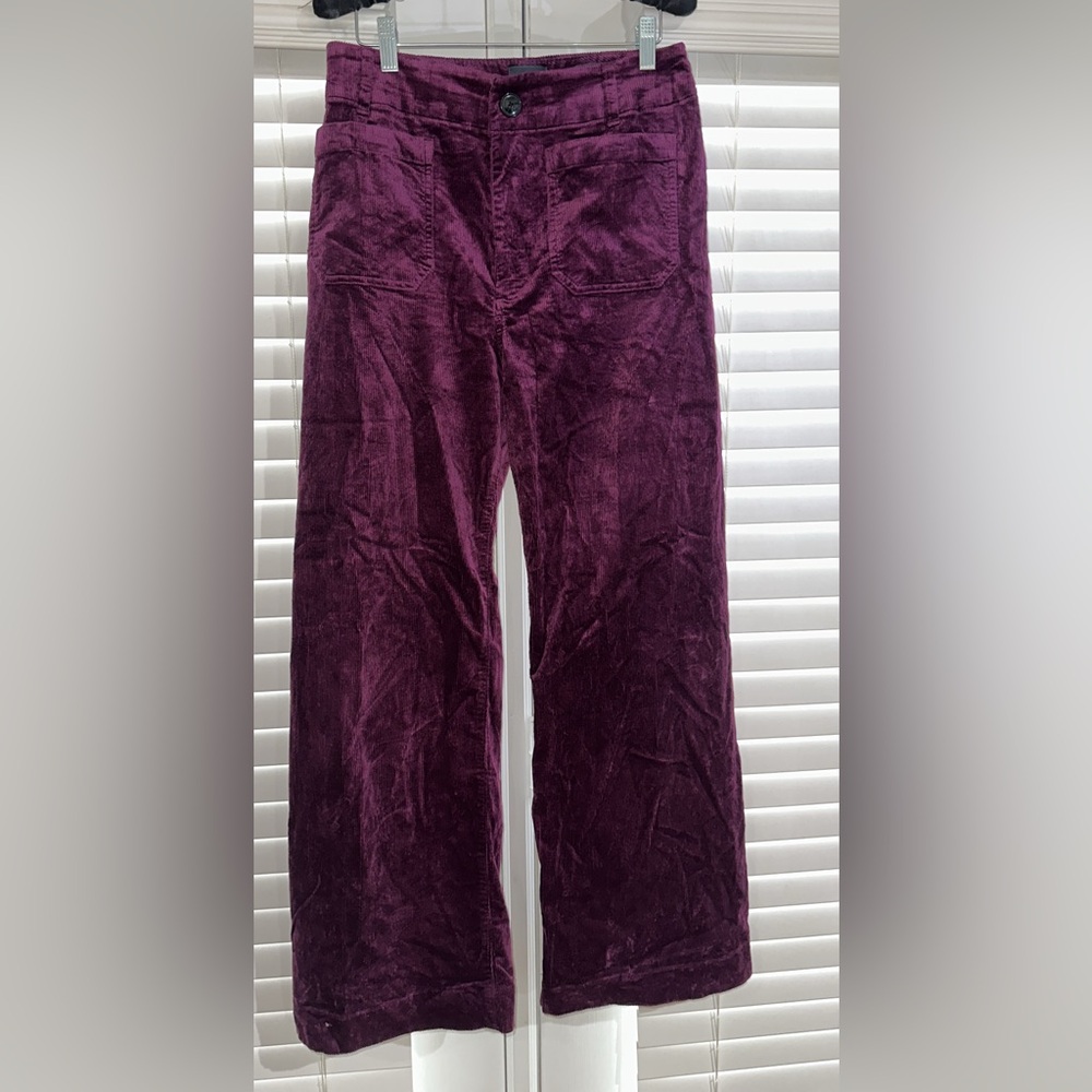 Anthropologie Maeve Deep Purple Corduroy Trousers